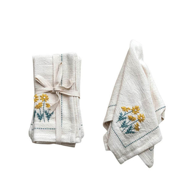 Cotton Napkins with Hand-Embroidery Set of 4
