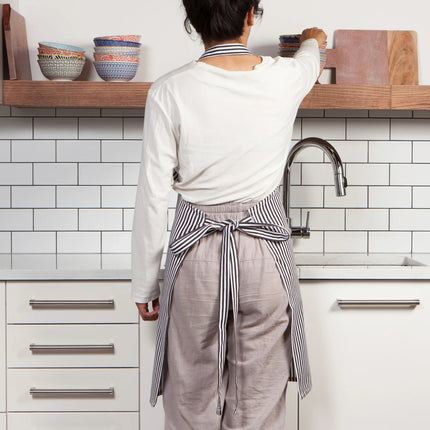 Black Narrow Stripe Chef Apron